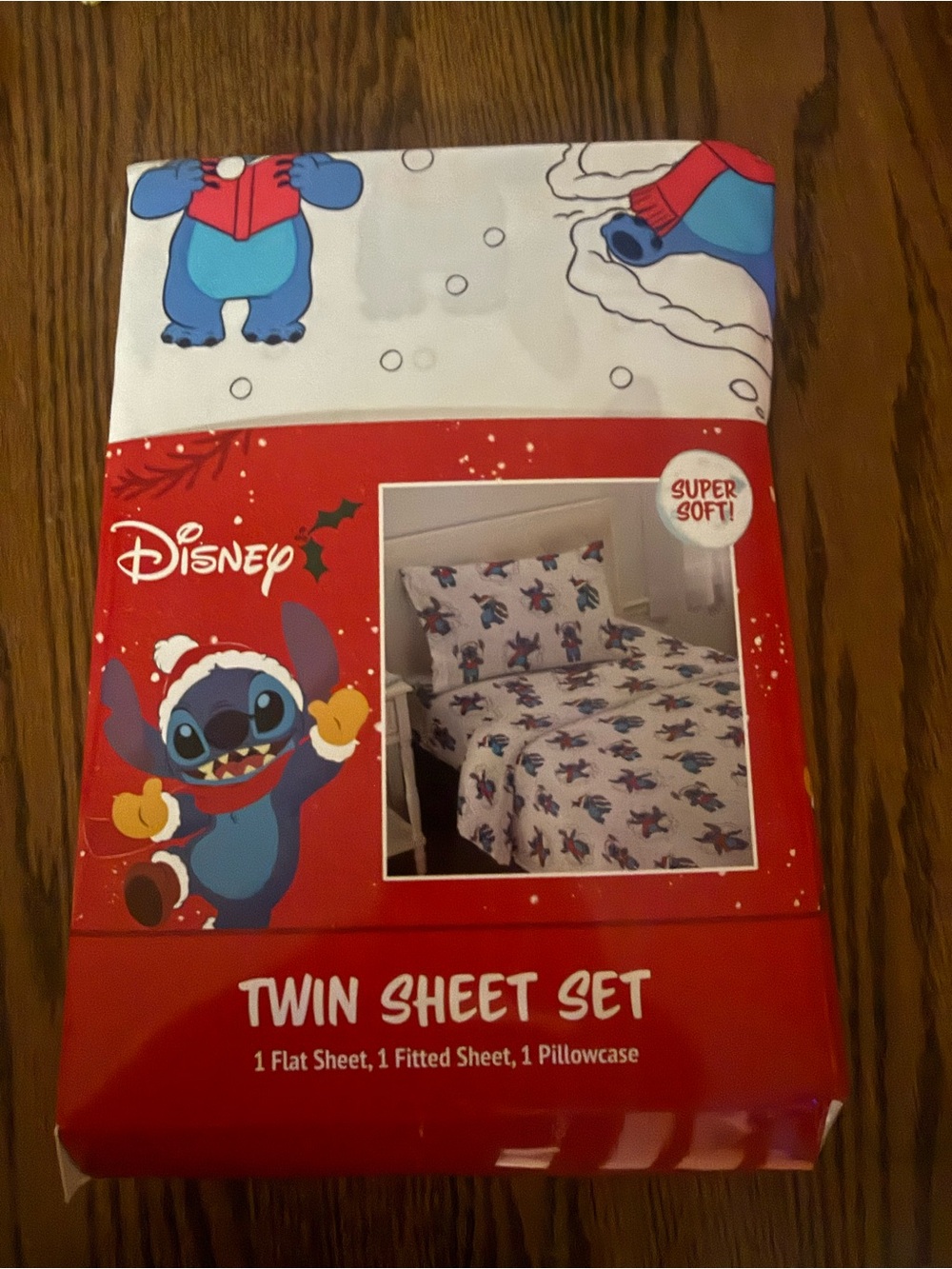 Disney Stitch Twin Sheet Set - Holiday/Christmas